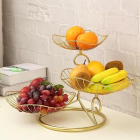 3 Tier Metal Fruit Basket Stand Gold Type A Decorative Fruit Bowl Holder Countertop Storage Organizer For Fruits Vegetables Bread And Snacks For (Option: Default)