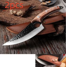 Slaughter Cutting Meat Boning Small Scimitar Special Skinning Killing Pigs Butcher (Option: Sheath-Brown-2PCS)