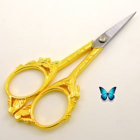 Butterfly Cut Retro Cut Cute Shape Tailor Scissors Yarn Embroidery Thread Head Household Scissors (Option: Gold)