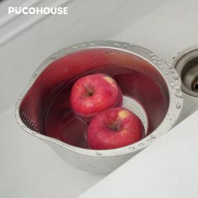 Slanted Bottom Drain Bowl - A Versatile Colander For Pasta, Rice, And Produce, A Time-saving Kitchen Sink Helper (Option: Silver)